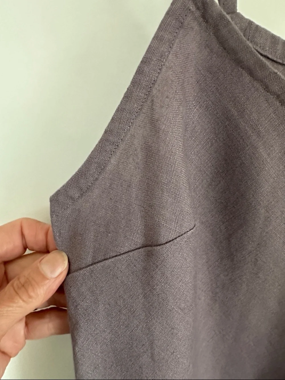 Garnet Hill Linen Lavender-Mauve Slip Midi Dress, purple linen summer dress - Picture 5 of 14